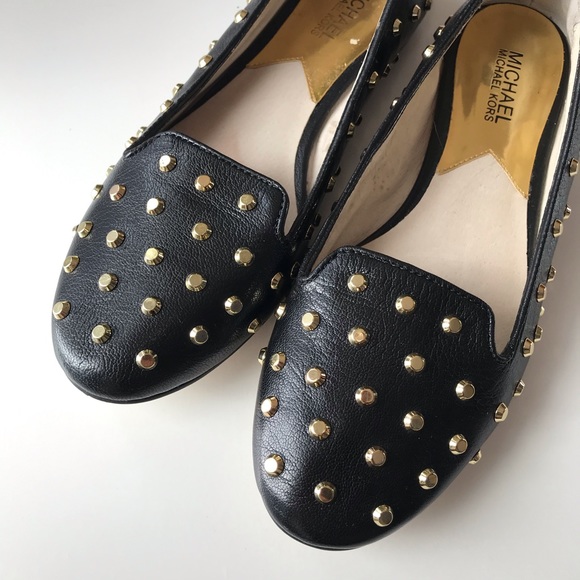 MICHAEL Michael Kors Shoes - Michael Kors gold studded flats leather size 8.5